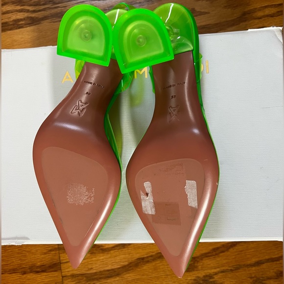 Amina Muaddi Green Holli Glass Slingback Pumps in 39 - Picture 11 of 11